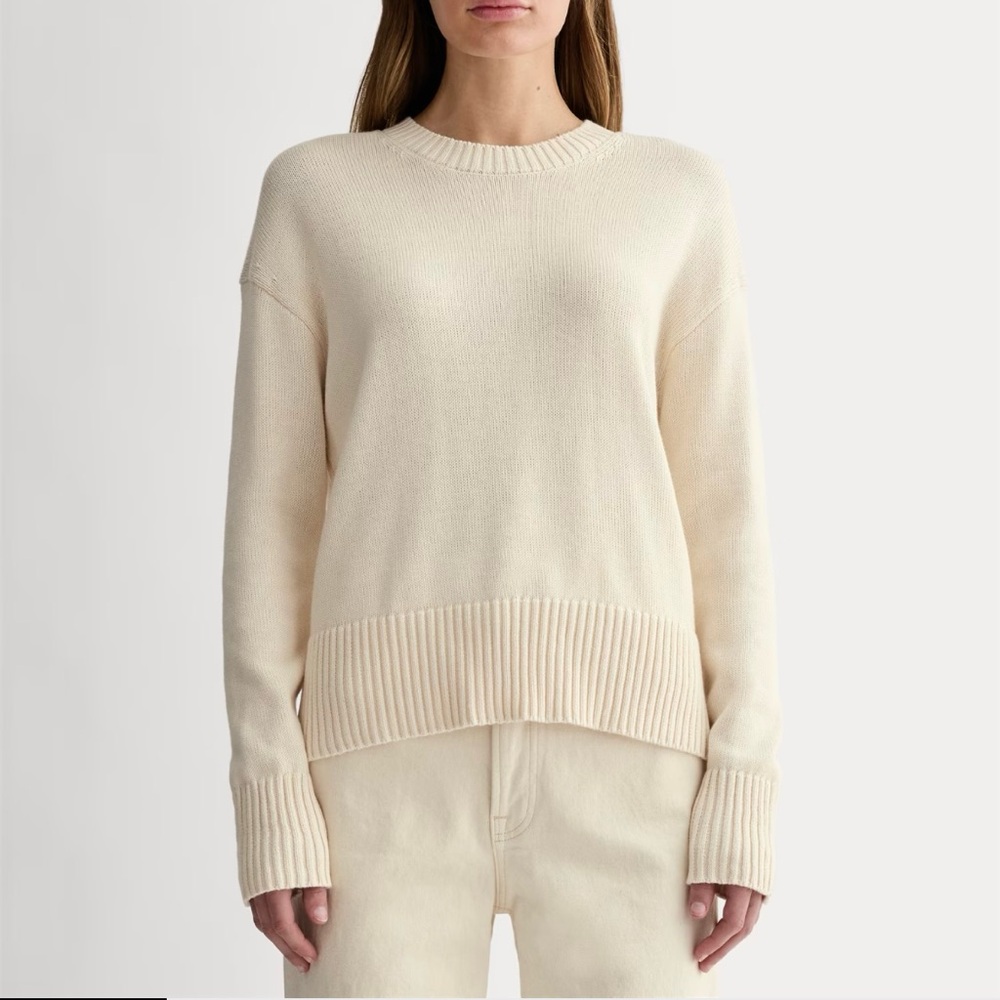 Everlane The Boxy Sweater in Everyday Cotton - Canvas Cream - Size Large